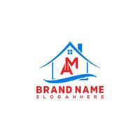 Letter MA house logo design vector template. Home real estate logo.