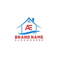 A and E real estate logo design vector template. Home logo design