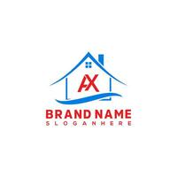 Letter AX house logo design vector template. Home real estate logo.