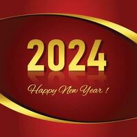 Happy new year golden text 2024 celebration card background vector