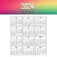 Happy new year 2024 calendar template design vector