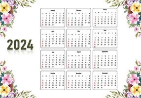 Modern flower 2024 calendar template design vector