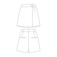 modelo falda pantalón vector ilustración plano diseño contorno ropa colección