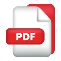 PDF file format icon. PDF file format 3d render icon with transparent background. PDF file format document color icon vector