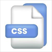 CSS file format icon. CSS file format 3d render icon on white background. CSS file format document color icon vector