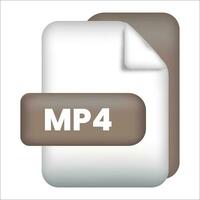 MP4 file format icon. MP4 file format 3d render icon with transparent background. MP4 file format document color icon vector