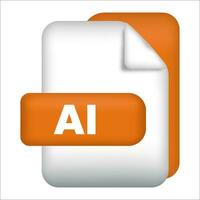 AI file format icon. AI file format 3d render icon with transparent background. AI file format document color icon vector