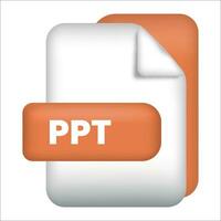 PPT file format icon. PPT file format 3d render icon with white background. PPT file format document color icon vector