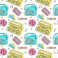 Radio Seamless Pattern Illustration Design with Player for Record and Listening to Music in Flat Cartoon Template vector