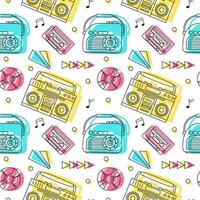 Radio Seamless Pattern Illustration Design with Player for Record and Listening to Music in Flat Cartoon Template vector