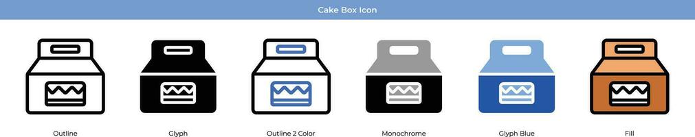 Cake box set with 6 style vector