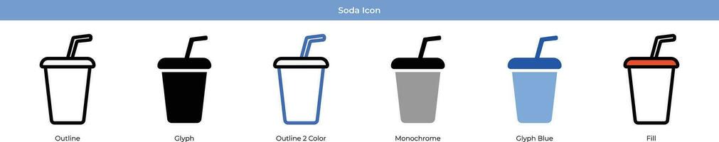 Soda set with 6 style vector