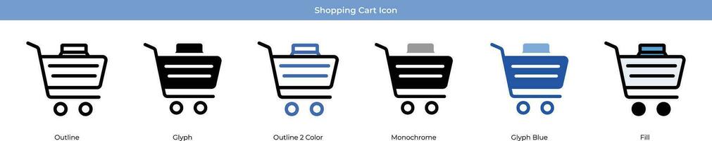 Shopping cart set with 6 style vector