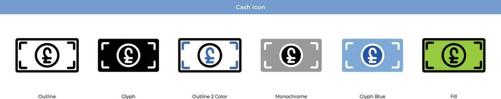 Cash set with 6 style vector