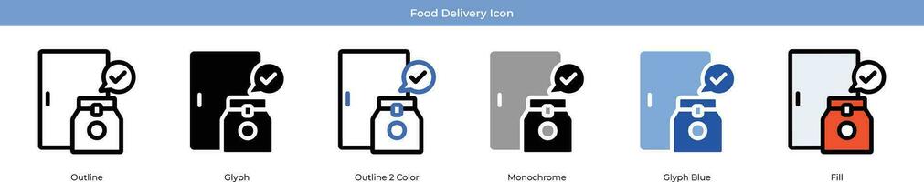 Food delivery set with 6 style vector