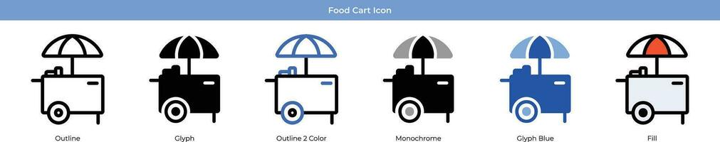 comida carro conjunto con 6 6 estilo vector