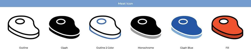 Meat set with 6 style vector