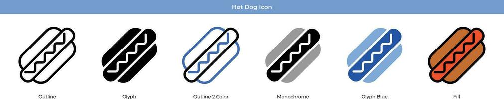 Hot dog set with 6 style vector