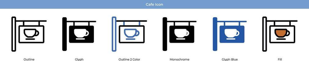 Cafe set with 6 style vector