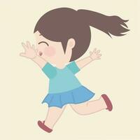 a little girl is running in an abstract design, in the style of classic japanese simplicity, emotive color, light brown and light blue, gongbi, lively action poses, simple vector