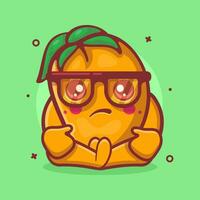 kawaii mango fruit character mascot with sad expression isolated cartoon in flat style design vector