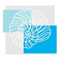 Illustration line of Shell with blue color on grey background. vector