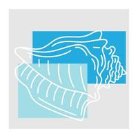 Illustration line of Shell with blue color on grey background. vector