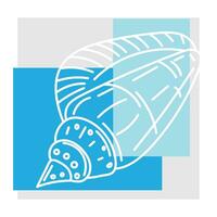 Illustration line of Shell with blue color on grey background. vector