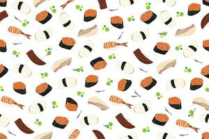 Illustration pattern of the shushi on white background. vector