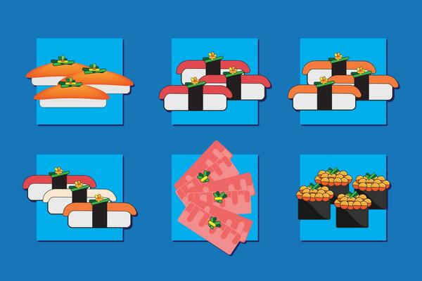 Illustration Abstract of the shushi on blue background shadow.