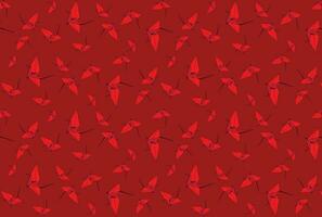 Illustration group of red origami bird flying with deep red background. vector