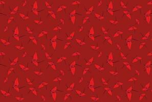 ilustración grupo de rojo origami pájaro volador con profundo rojo antecedentes. vector