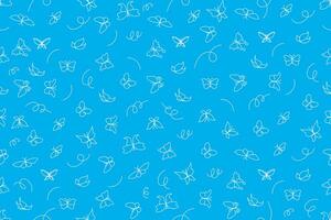 Illustration Pattern of the white line of butterfly on blue background. vector