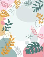 Design banner frame flower Spring background with beautiful. flower background for design. Colorful background with tropical plants. vector