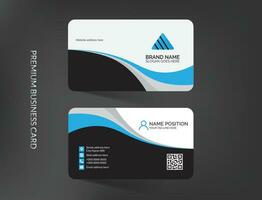 Abstract stylish wave business card template design with mockup and background vector