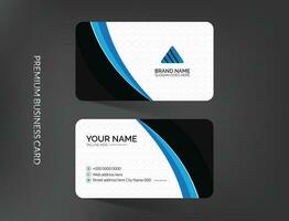 Abstract stylish wave business card template design with mockup and background vector