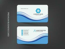 Abstract stylish wave business card template design with mockup and background vector