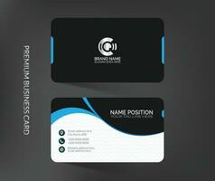 Abstract stylish wave business card template design with mockup and background vector