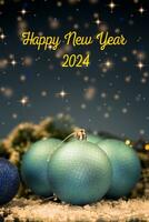 New Year's toys, decorations and other items on a blue abstract background. photo