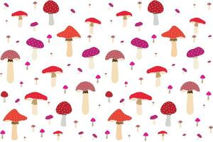 Illustration of red mushroom on white background. vector