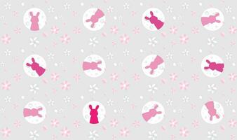 illustration silhouette pink rabbit on the moon with flower on grey background. vector