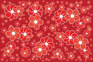 Illustration, abstract of cherry blossom flower on red background. vector