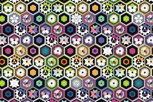 Illustration, Abstract flower in hexagon background. vector