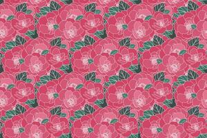 Illustration, pattern of the Camellia flower with leaf background. vector