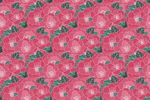 Illustration, pattern of the Camellia flower with leaf background. vector