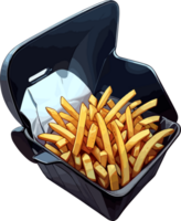 AI generated French Fries in Black Pack Cartoon png