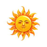 AI generated The Sun Artistic Style Illustration Cartoon Sun Logo No Background Perfect for Print on Demand Merchandise png