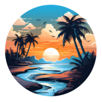 AI generated The Beach View Artistic Style Illustration Cartoon Style Painting Drawing No Background Perfect for Print on Demand Merchandise png