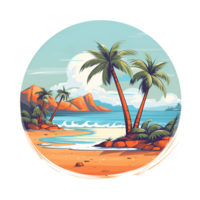 ai généré le plage vue artistique style illustration dessin animé style La peinture dessin non Contexte parfait pour impression sur demande marchandise png