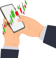 businessman checking stock market graph chart in a smartphone png